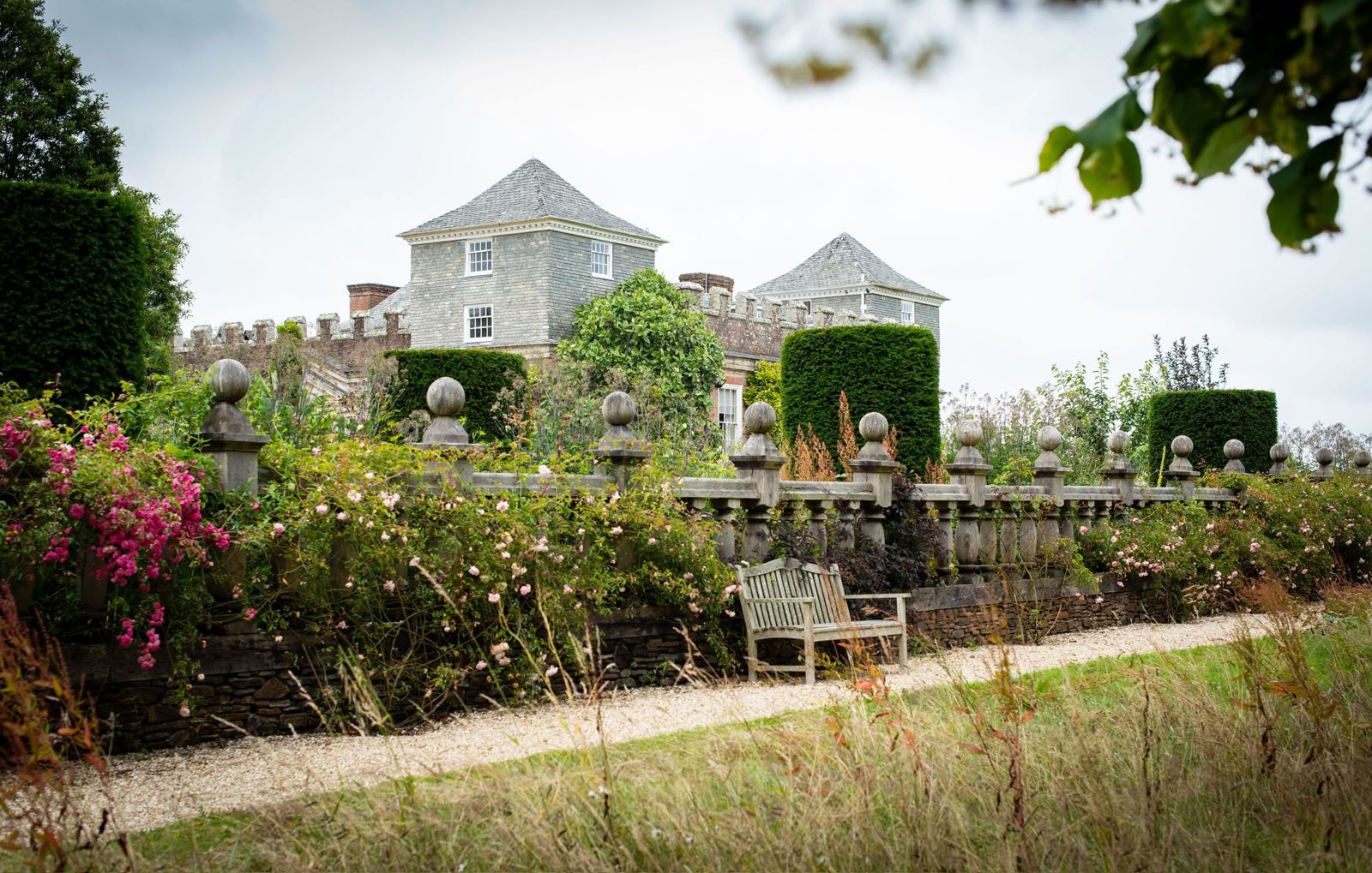 The towers seen over the garden walls